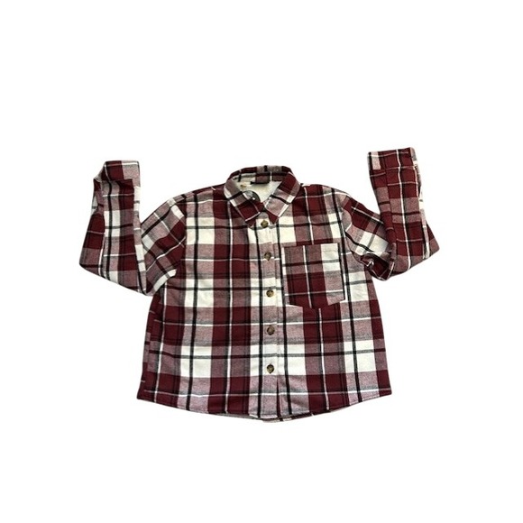 Jolie & Joy Tops - Jolie & Joy Women Plaid Sherpa Lined Flannel Shirt Burgundy White JAP1338N Small